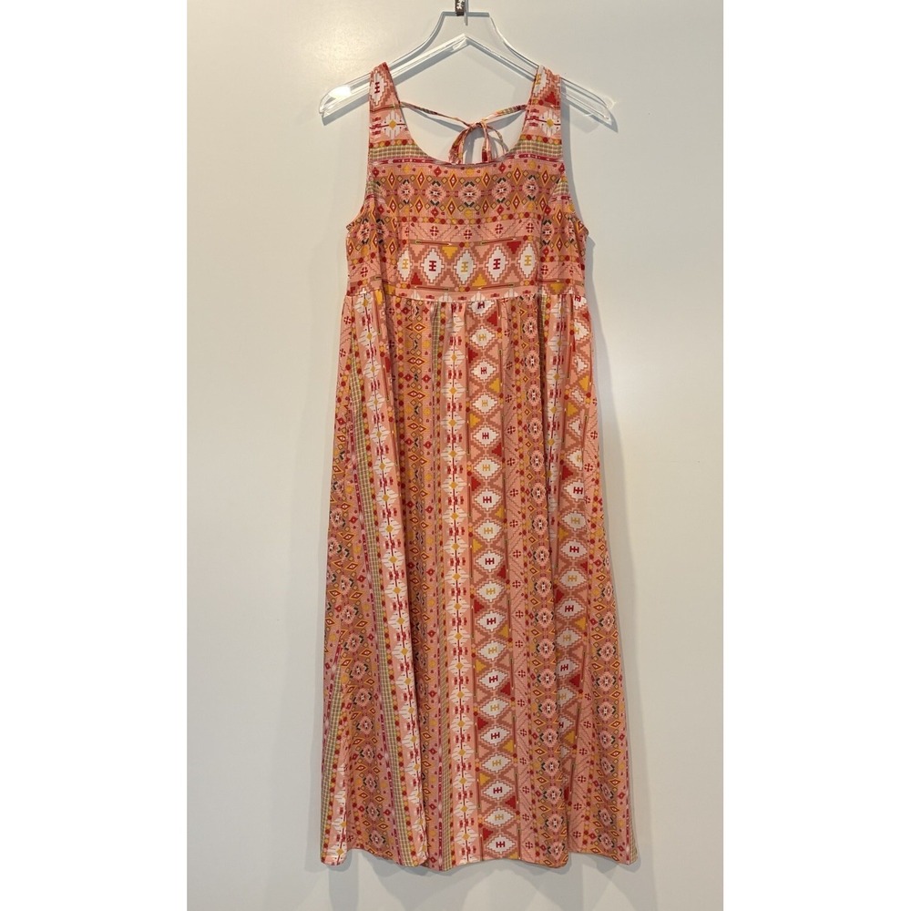 Suzanne Betro Pink Southwestern Geometric Tie Back Maxi Dress U2504102 Mens M